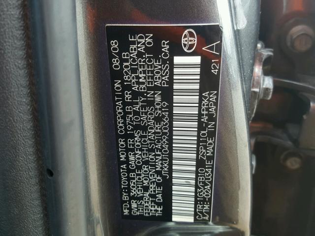 JTKKU10499J036419 - 2009 SCION XD GRAY photo 10