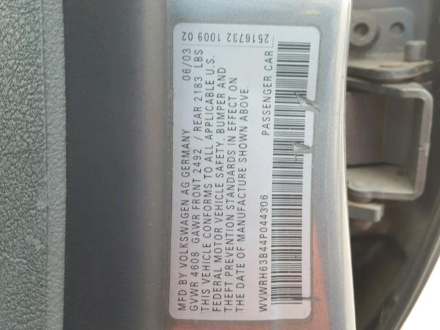 WVWRH63B44P044306 - 2004 VOLKSWAGEN PASSAT GLX 蓝色 照片 10