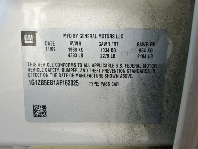 1G1ZB5EB1AF162025 - 2010 CHEVROLET MALIBU LS 棕色 照片 10