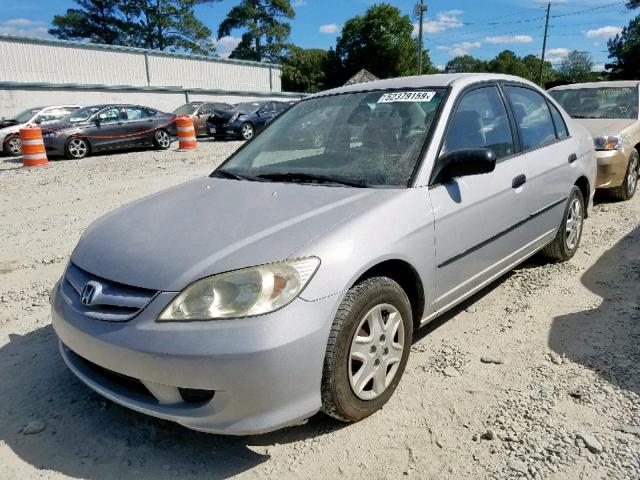 2HGES16355H556896 - 2005 HONDA CIVIC DX V SILVER photo 2