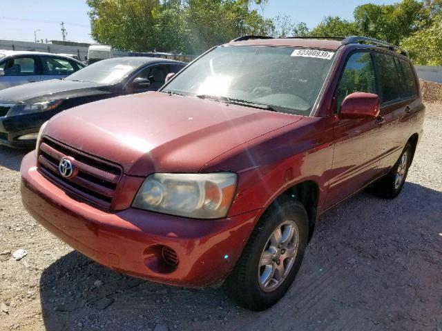 JTEGP21A050072641 - 2005 TOYOTA HIGHLANDER MAROON photo 2