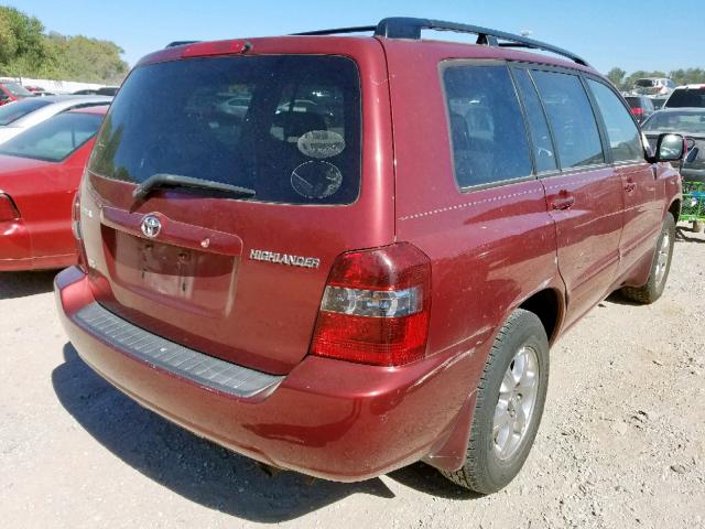 JTEGP21A050072641 - 2005 TOYOTA HIGHLANDER MAROON photo 4