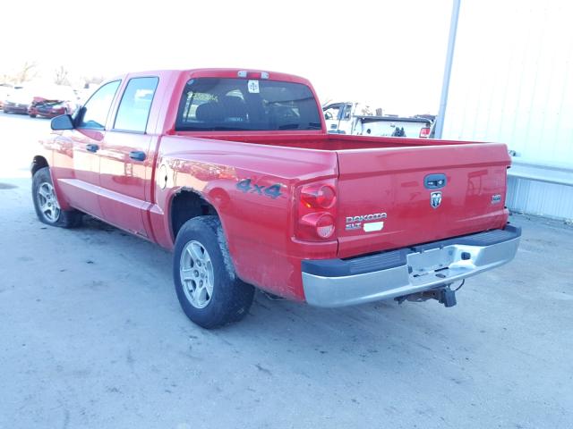 1D7HW48N95S260973 - 2005 DODGE DAKOTA QUA RED photo 3