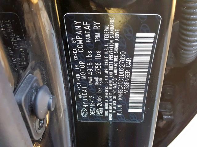 KMHGC4DD1DU227850 - 2013 HYUNDAI GENESIS 3. BLACK photo 10