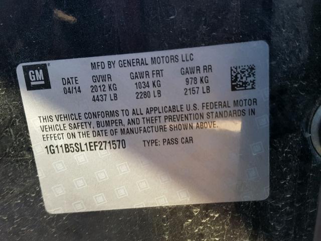 1G11B5SL1EF271570 - 2014 CHEVROLET MALIBU LS Қара фото 10