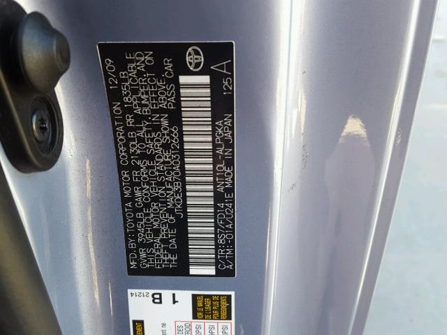 JTKDE3B70A0312666 - 2010 TOYOTA SCION TC 蓝色 照片 10