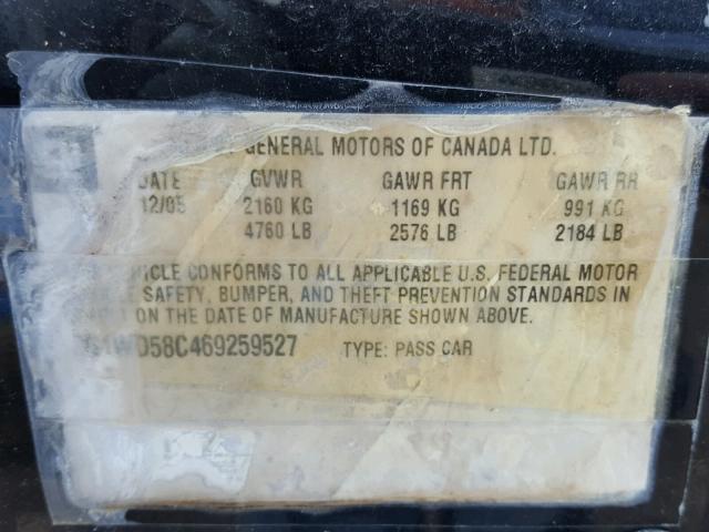 2G1WD58C469259527 - 2006 CHEVROLET IMPALA SUP 黑色 照片 10