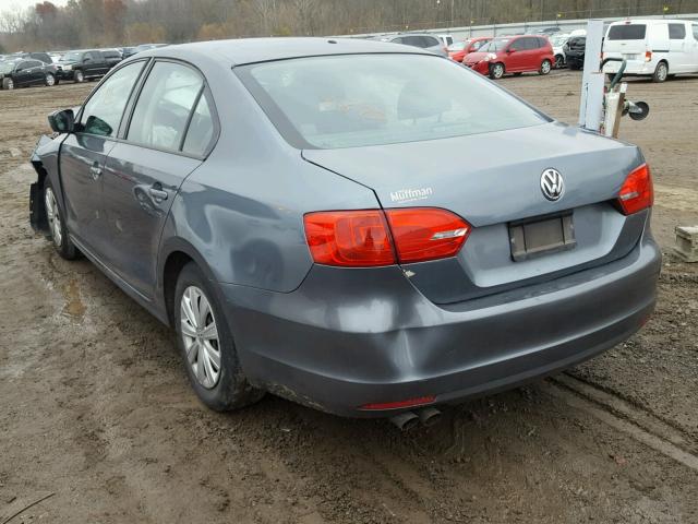 3VW2K7AJ8DM263940 - 2013 VOLKSWAGEN JETTA BASE GRAY photo 3