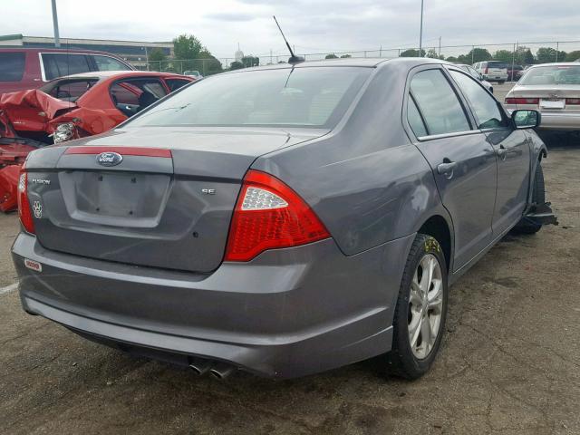 3FAHP0HA1CR238820 - 2012 FORD FUSION SE GRAY photo 4