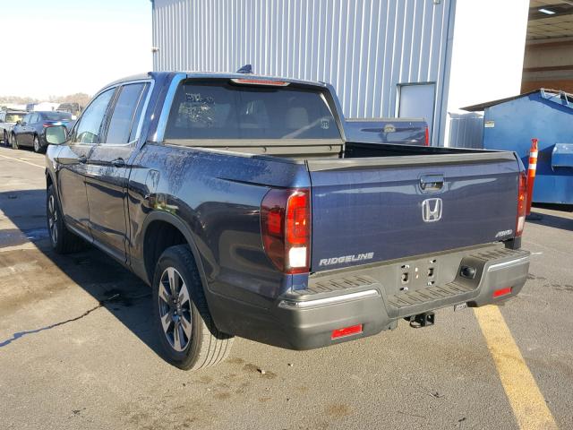 5FPYK3F67HB002021 - 2017 HONDA RIDGELINE BLUE photo 3