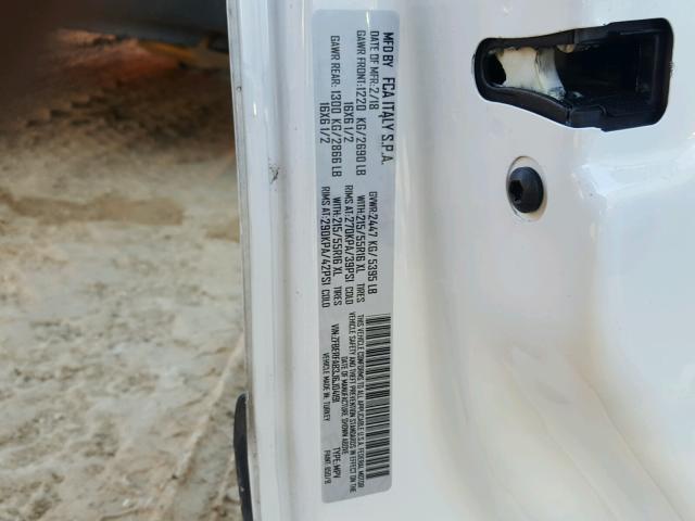 ZFBERFAB3J6J04191 - 2018 RAM PROMASTER WHITE photo 10