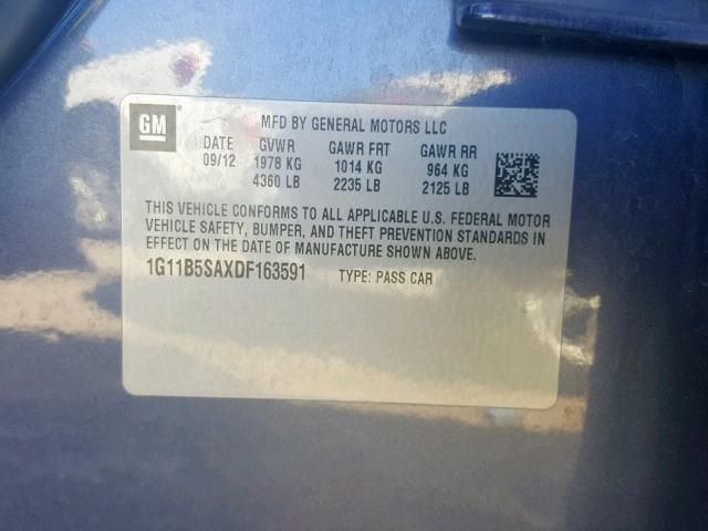 1G11B5SAXDF163591 - 2013 CHEVROLET MALIBU LS 蓝色 照片 10