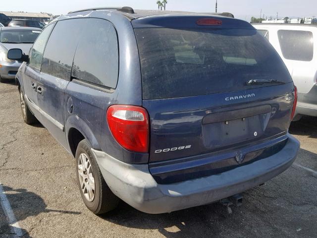 1D4GP25R45B203534 - 2005 DODGE CARAVAN SE BLUE photo 3