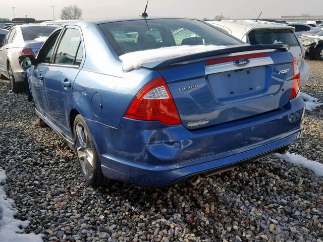 3FAHP0DC8AR352026 - 2010 FORD FUSION SPO BLUE photo 3