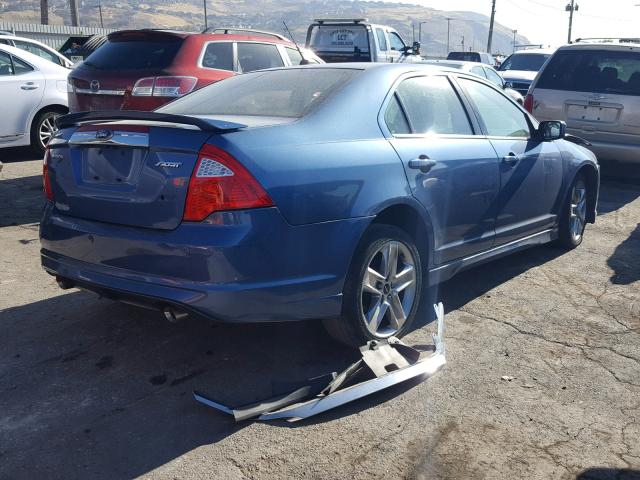 3FAHP0DC8AR352026 - 2010 FORD FUSION SPO BLUE photo 4