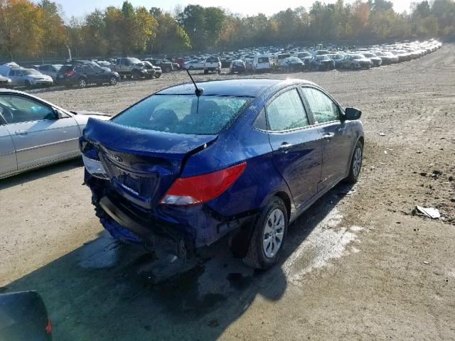 KMHCT4AE0HU168193 - 2017 HYUNDAI ACCENT SE BLUE photo 4