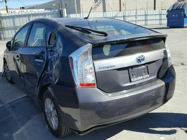 JTDKN3DP9E3054907 - 2014 TOYOTA PRIUS PLUG GRAY photo 3