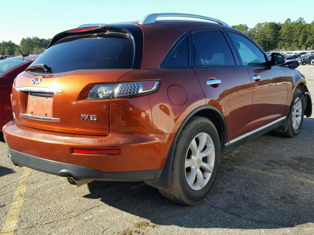 JNRAS08U27X100060 - 2007 INFINITI FX35 ORANGE photo 4