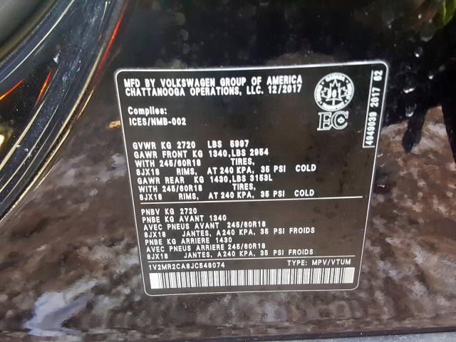 1V2MR2CA8JC548074 - 2018 VOLKSWAGEN ATLAS SEL Qara foto 10