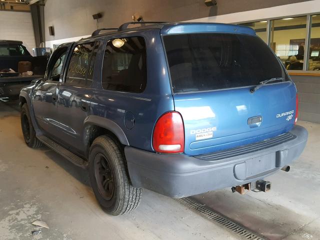 1D4HR38N43F534097 - 2003 DODGE DURANGO SP BLUE photo 3