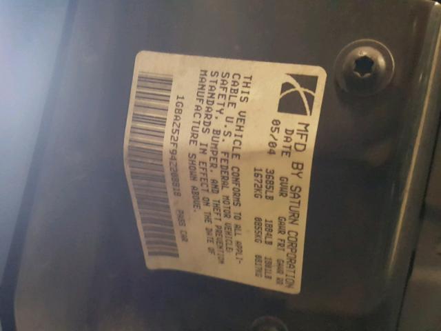 1G8AZ52F94Z208818 - 2004 SATURN ION LEVEL BLUE photo 10