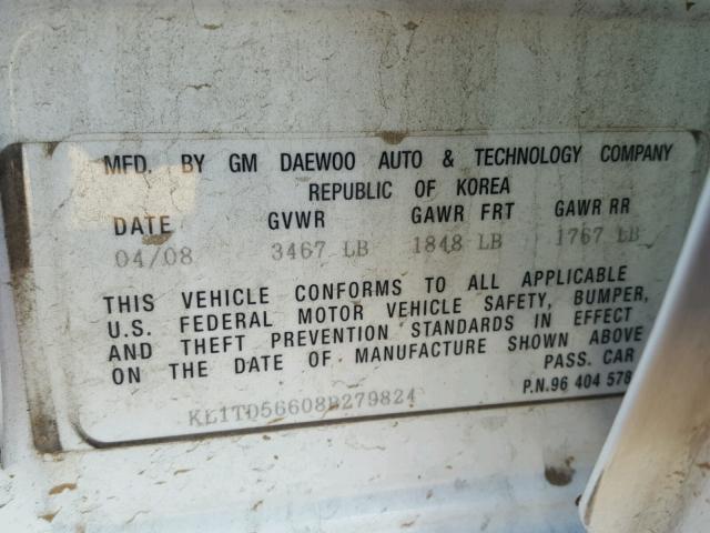 KL1TD56608B279824 - 2008 CHEVROLET AVEO BASE Ağ foto 10