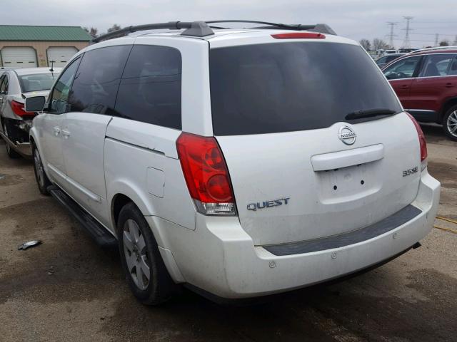 5N1BV28U16N122015 - 2006 NISSAN QUEST S WHITE photo 3