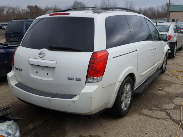 5N1BV28U16N122015 - 2006 NISSAN QUEST S WHITE photo 4