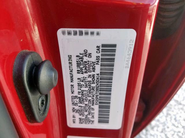 5Y2SP67099Z450414 - 2009 PONTIAC VIBE RED photo 10