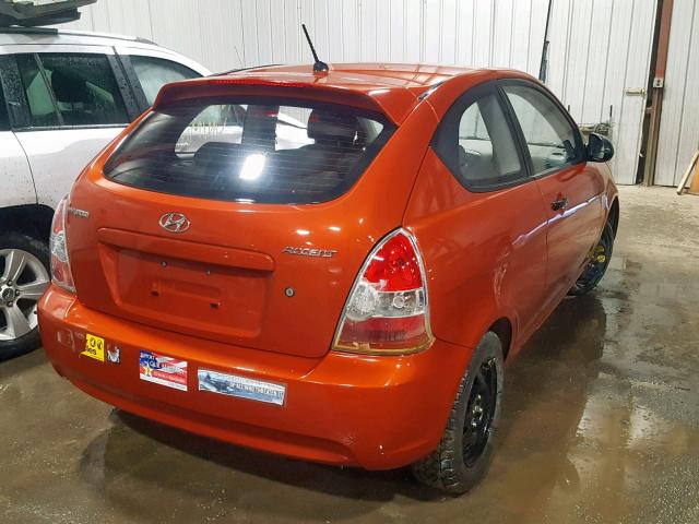 KMHCM36C19U129953 - 2009 HYUNDAI ACCENT GS ORANGE photo 4