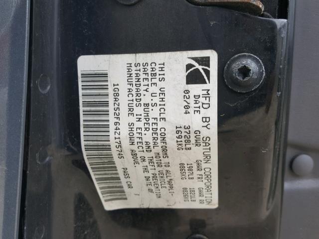 1G8AZ52F64Z175745 - 2004 SATURN ION LEVEL SILVER photo 10