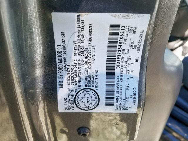 3FAFP37384R106313 - 2004 FORD FOCUS ZX5 GRAY photo 10