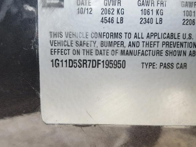 1G11D5SR7DF195950 - 2013 CHEVROLET MALIBU 1LT BLACK photo 10