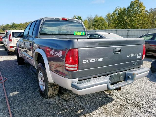 1D7HG48N04S525064 - 2004 DODGE DAKOTA QUA GRAY photo 3