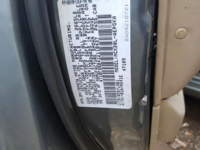 4T1BF28B41U118437 - 2001 TOYOTA AVALON XL GREEN photo 10