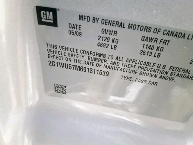 2G1WU57M691311639 - 2009 CHEVROLET IMPALA LTZ SILVER photo 10