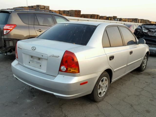 KMHCG45C23U493594 - 2003 HYUNDAI ACCENT GL SILVER photo 4