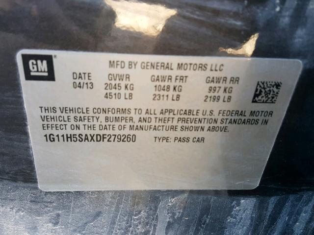 1G11H5SAXDF279260 - 2013 CHEVROLET MALIBU LTZ 石墨色 照片 10