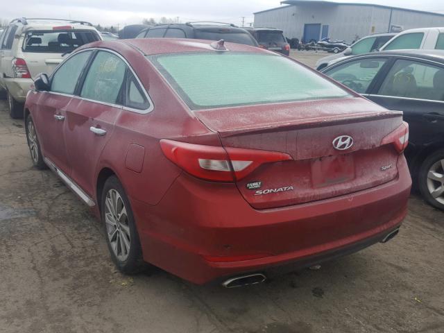 5NPE34AF8GH394643 - 2016 HYUNDAI SONATA SPO RED photo 3