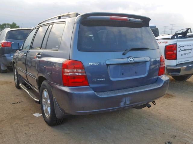 JTEHF21A620052512 - 2002 TOYOTA HIGHLANDER BLUE photo 3