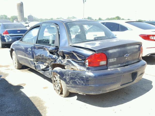 2C1MR522X16700259 - 2001 CHEVROLET METRO LSI BLUE photo 3