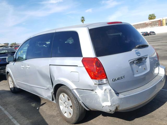 5N1BV28U64N310512 - 2004 NISSAN QUEST S SILVER photo 3