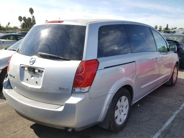 5N1BV28U64N310512 - 2004 NISSAN QUEST S SILVER photo 4