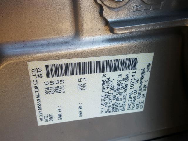 1N4CL21E99C107141 - 2009 NISSAN ALTIMA HYB GOLD photo 10