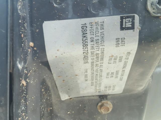 1G8AK55B57Z142916 - 2007 SATURN ION LEVEL BLACK photo 10