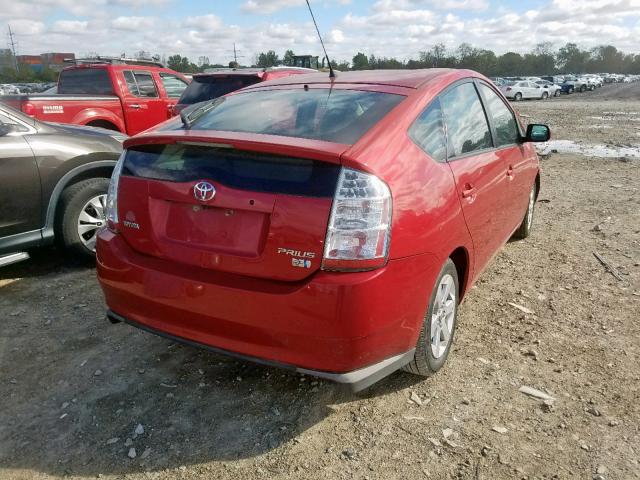 JTDKB20U783326051 - 2008 TOYOTA PRIUS RED photo 4