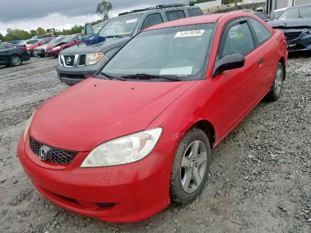 1HGEM21364L071174 - 2004 HONDA CIVIC DX V RED photo 2