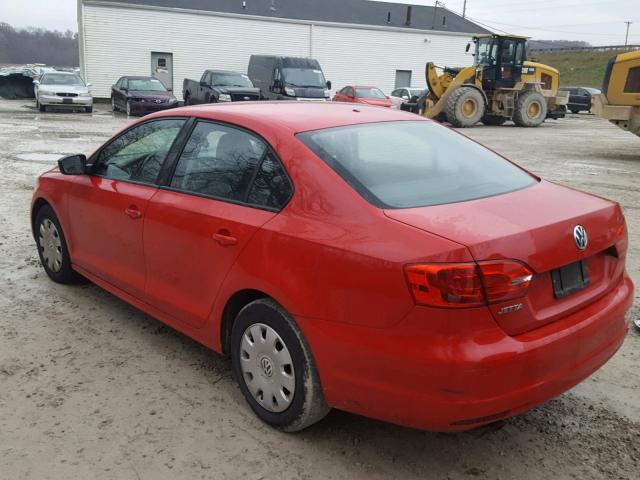 3VW2K7AJ0EM209985 - 2014 VOLKSWAGEN JETTA BASE RED photo 3