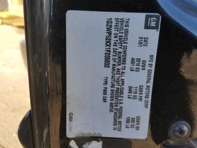 1G2WP52KX1F205832 - 2001 PONTIAC GRAND PRIX BLACK photo 10