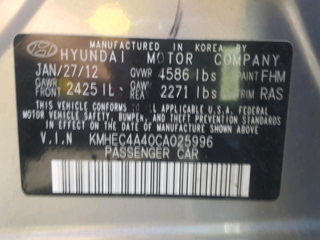 KMHEC4A40CA025996 - 2012 HYUNDAI SONATA HYB SILVER photo 10